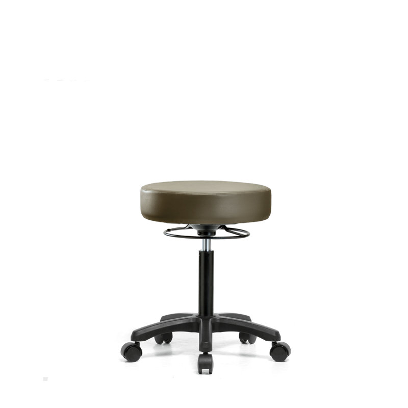 Tabouret de laboratoire en vinyle, Roulettes, Taupe, 27.75"