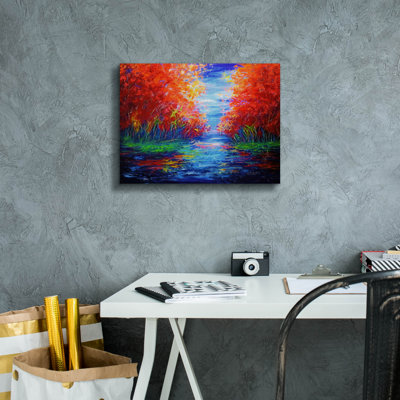 «Lark Manor ™», «Reflection of Red Trees» par Lena Owens, art mural sur toile
