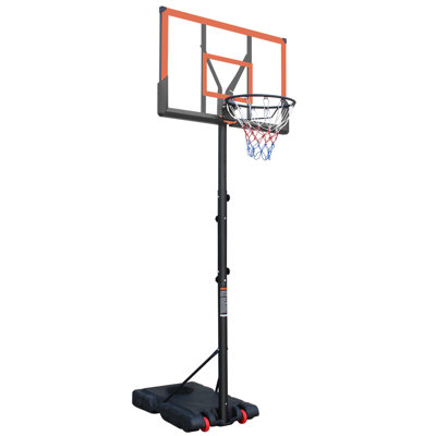 Basketball Hoop 5.73-10FT Height Adjustable Portable Basketball Goal for Indoor Outdoor Basketball Stand 44in Backboard with Wheels Orange