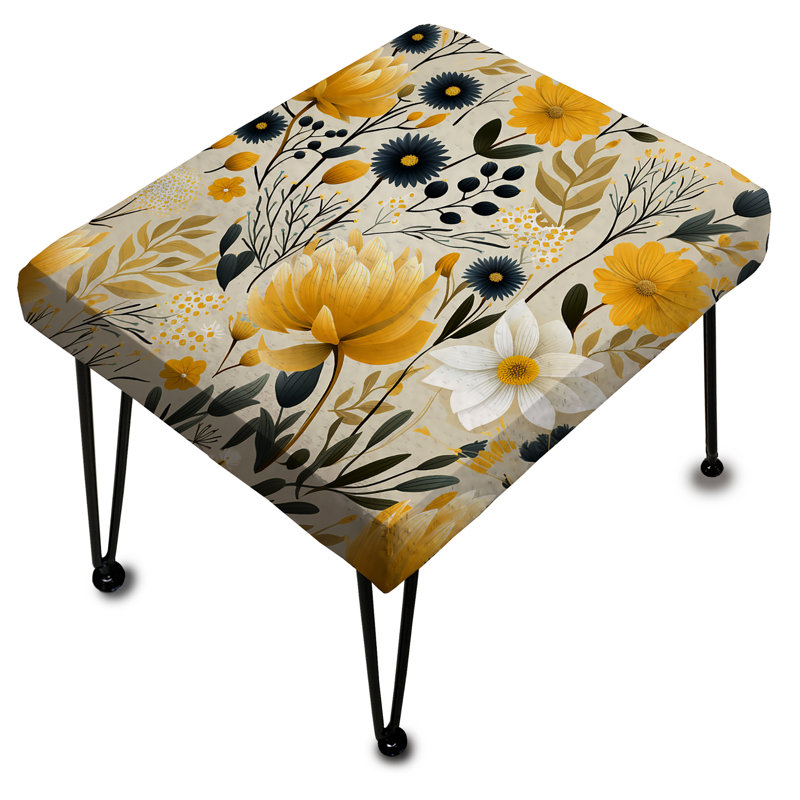 Retro Floral Revival Botanical Pattern II - Botanical Rectangle Ottoman