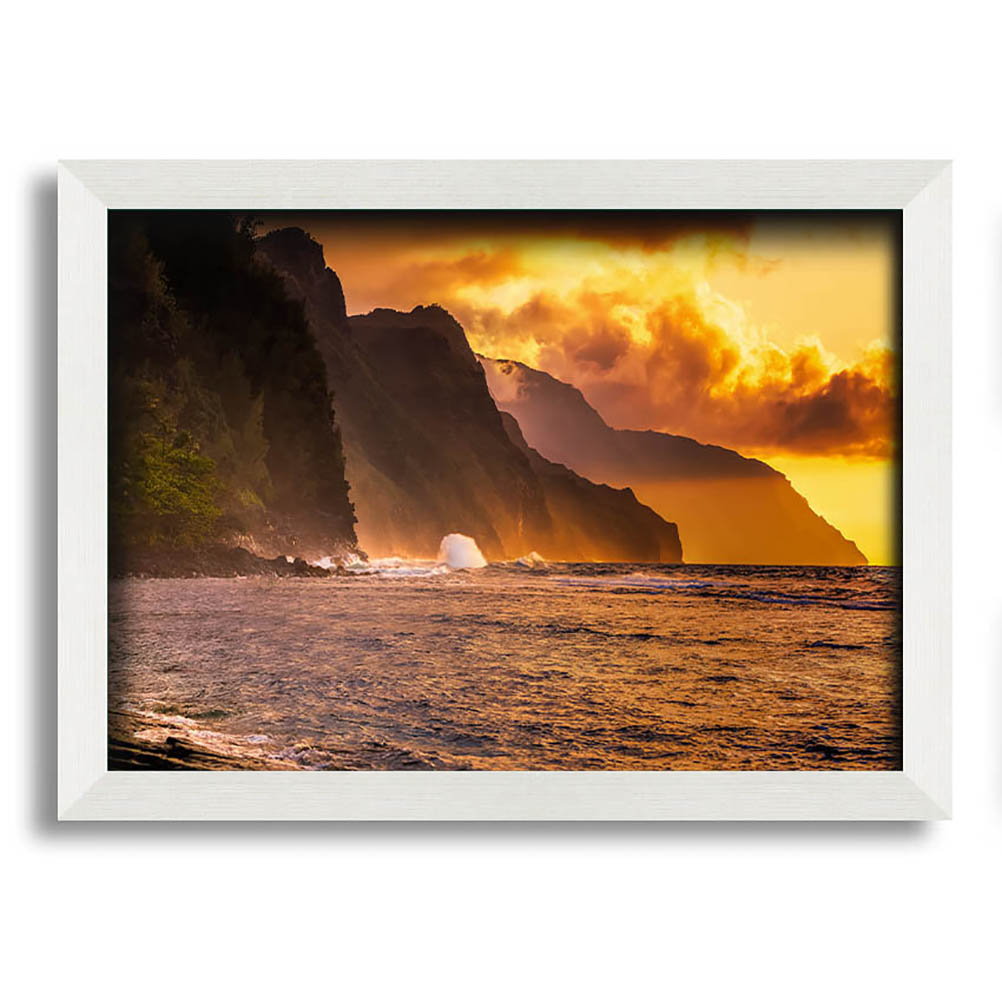 Leinwandbild Cliff Sunset Crashing Ocean