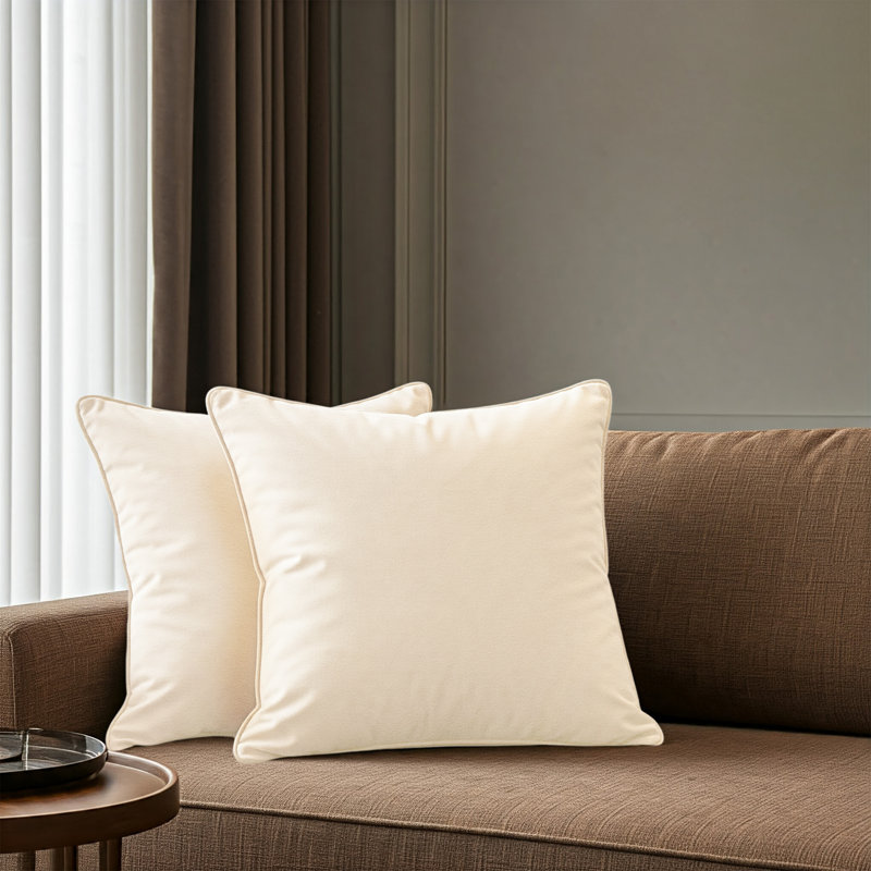 Cream Velvet 24" x 24" Pillow Covers Set of 2