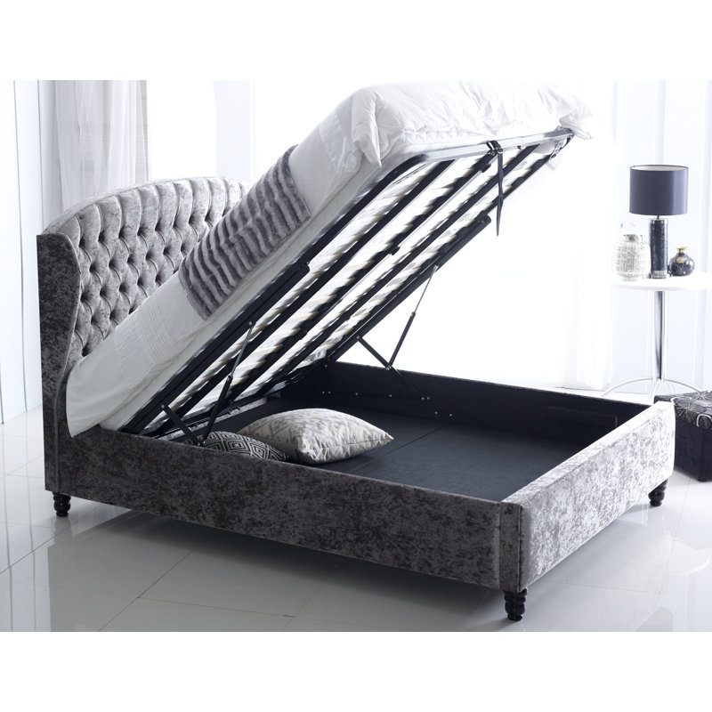 Cheab Upholstered Ottoman Storage Bed, Silver Crush, Small Double (4')
