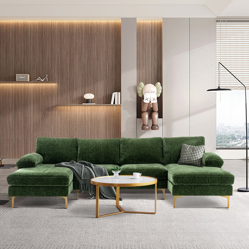 Canapé modulaire 3 pièces Donnica, 100 % polyester vert