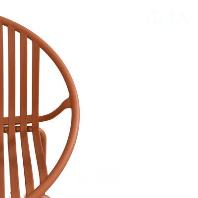 Lot de 2 chaises de jardin empilables, avec dossier respirant, design moderne et épuré, pattes en métal et dossier en plastique, orange.