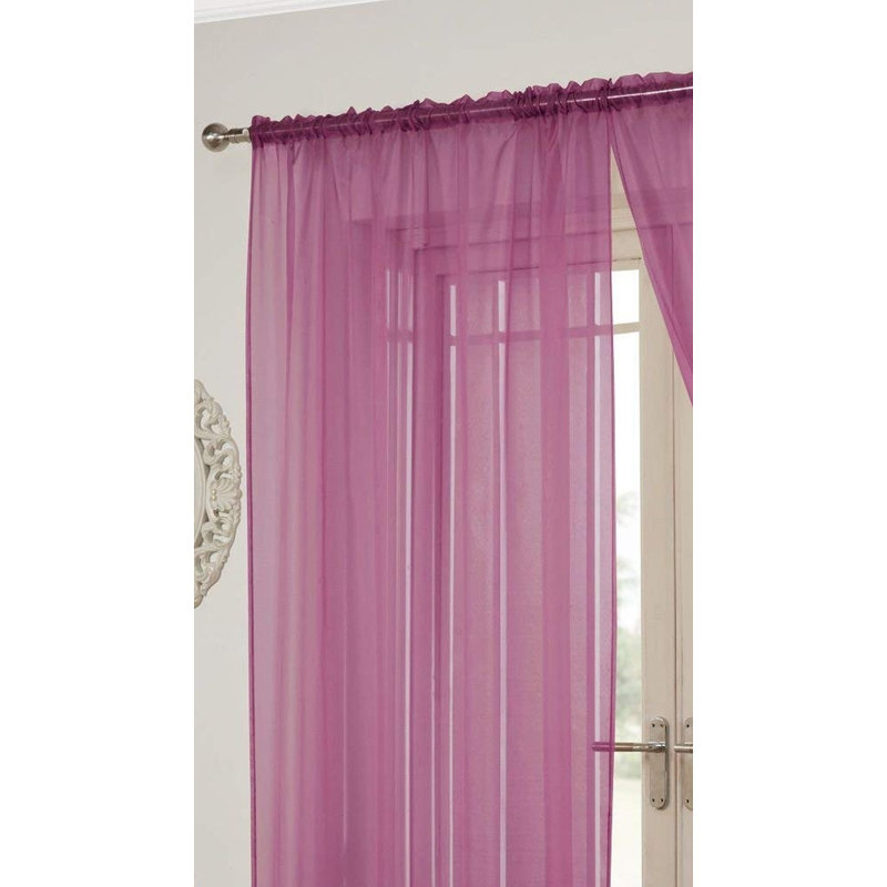 Jaxcyn Sheer Curtain Single Panel, Cerise, 152.4 W x 182.88 D cm