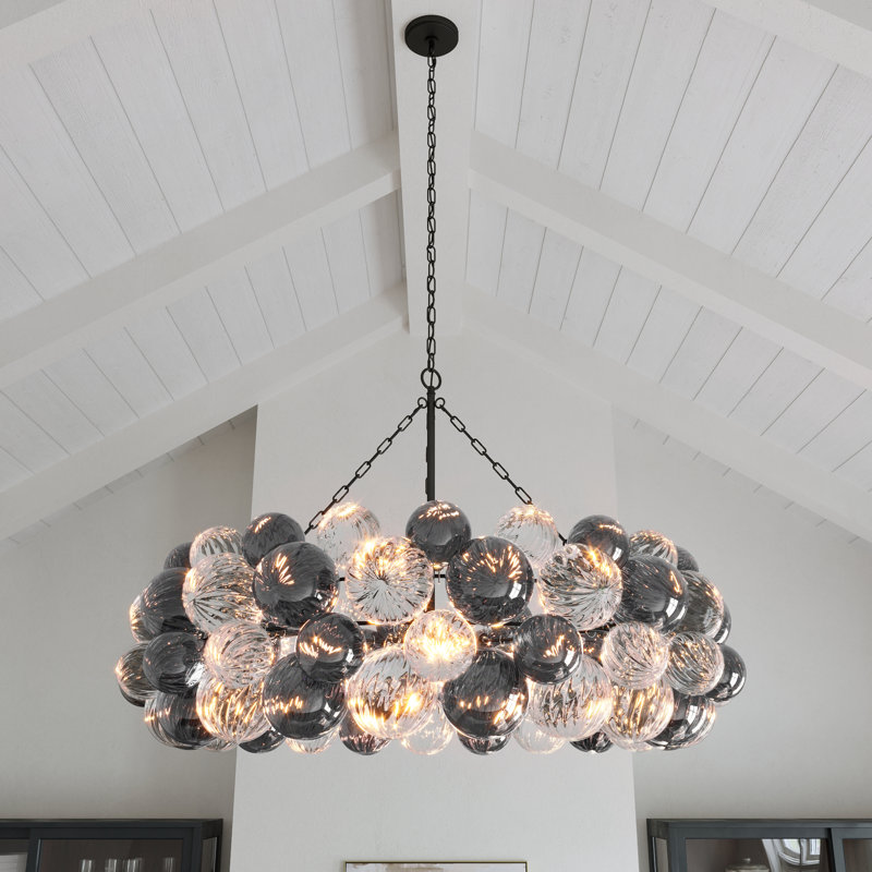 Constantine 3 - Light Dimmable Glass Globe Bubble Chandelier, Matte Black