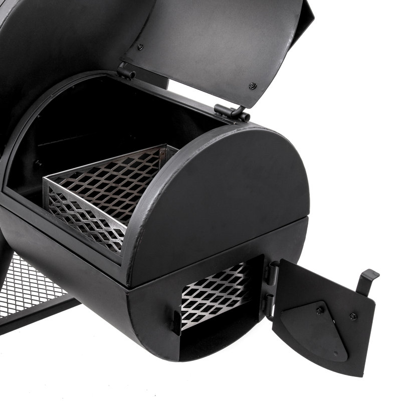 Longhorn Black Painted Steel Reverse Flow Offset Smoker Grill