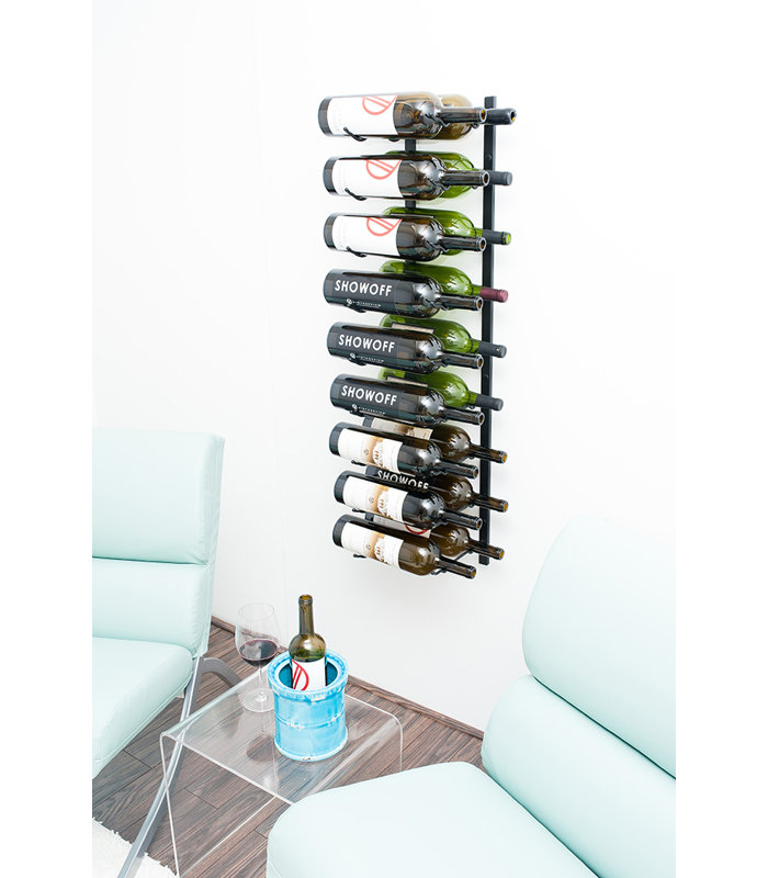 18 Bottle Wall Mounted Wine Bottle Rack Black, Satin Black
