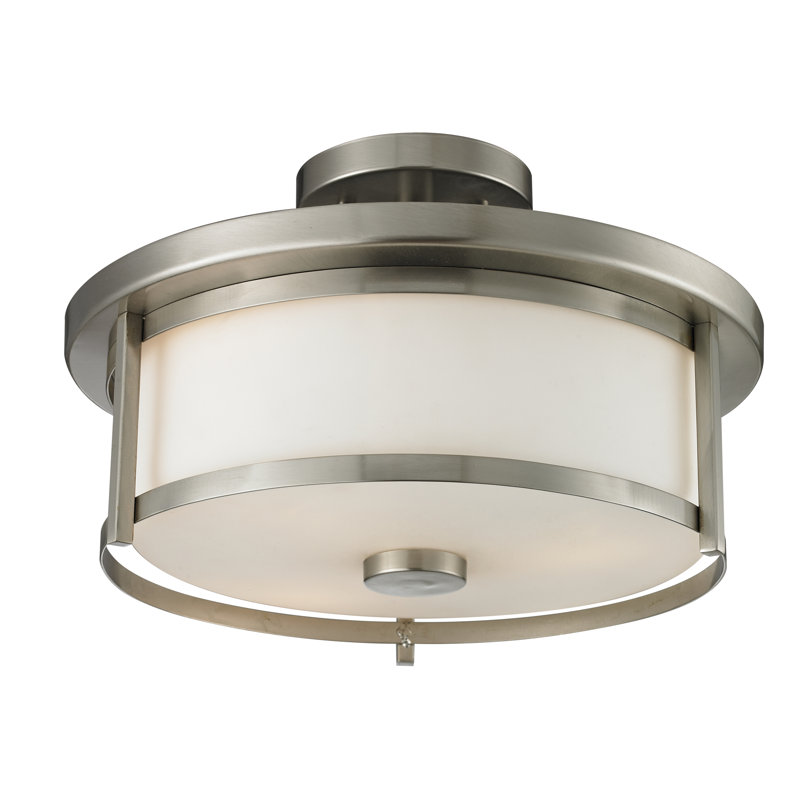 Attah Glass Semi Flush Mount, Brushed Nickel