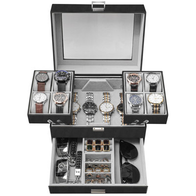 Watch Box, Watch Case, 8 Slot Watch Display Case, PU Leather