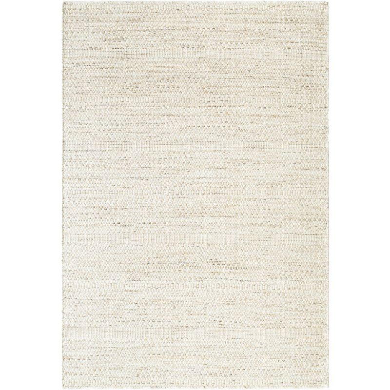 Beige 8' x 10' Handwoven Wool Area Rug
