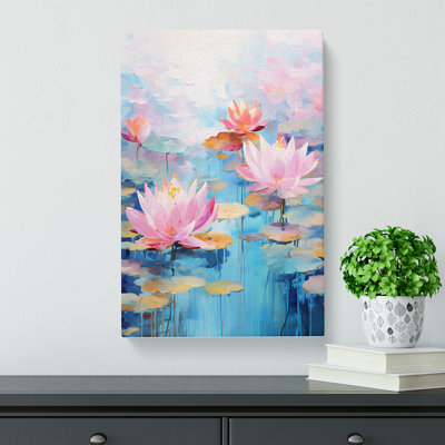 Lotus Flower Action Painting - Wrapped Canvas