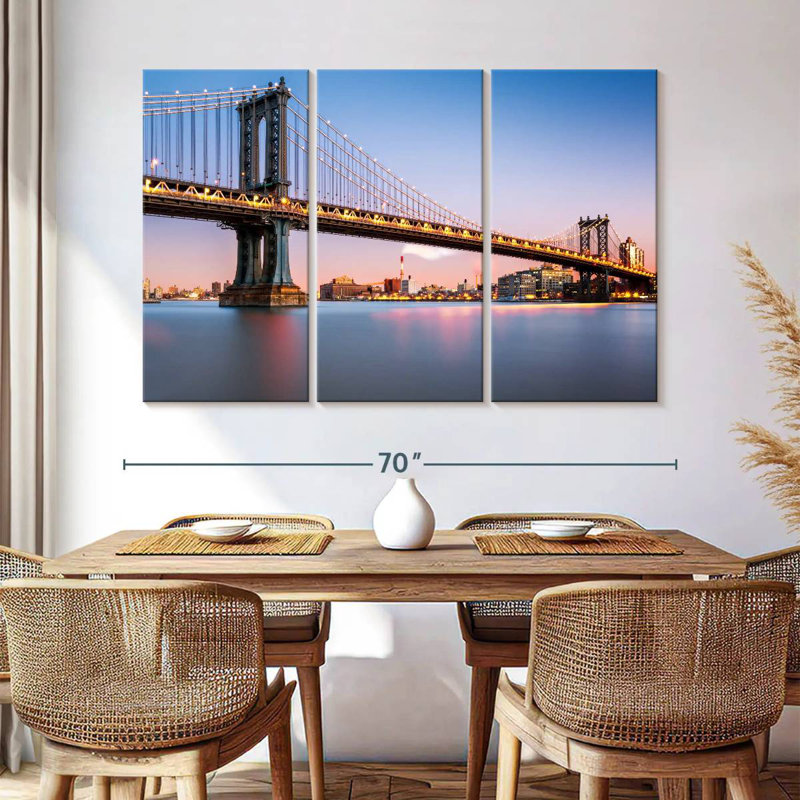 Lilie Illuminated Manhattan Bridge Photography, 42" H x 65" W
