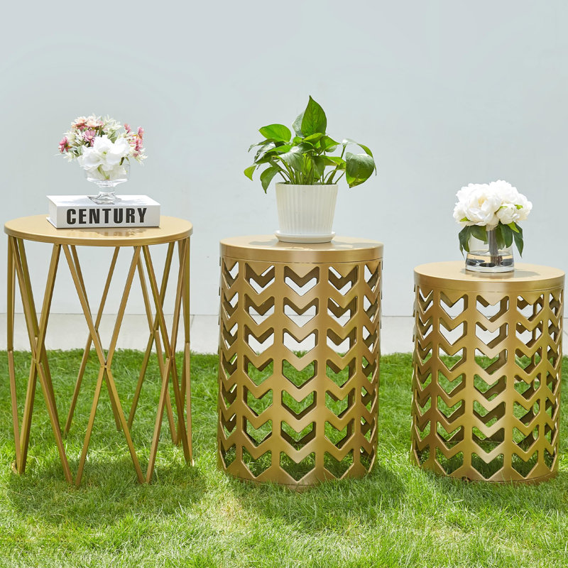 Steel Top Nesting Tables, Gold