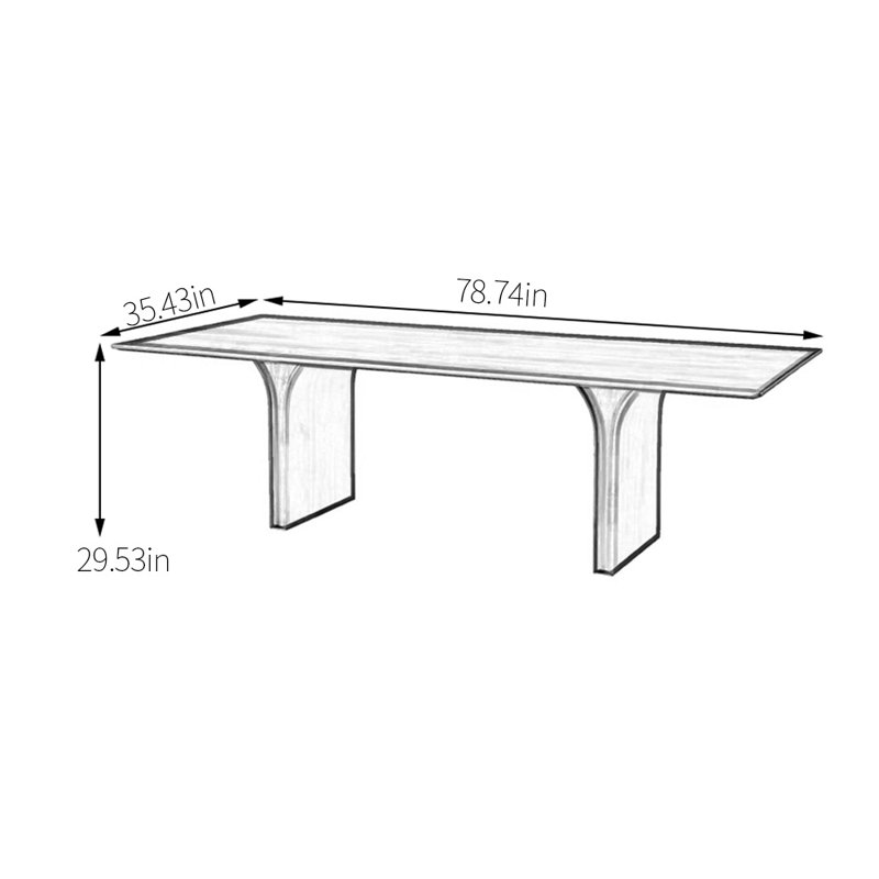 Table de salle à manger simple en bois massif, H 29,53 po x L 78,74 po x l 35,43 po