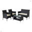 Causeuse d'extérieur en rotin 4 pièces + 2 fauteuils + table basse