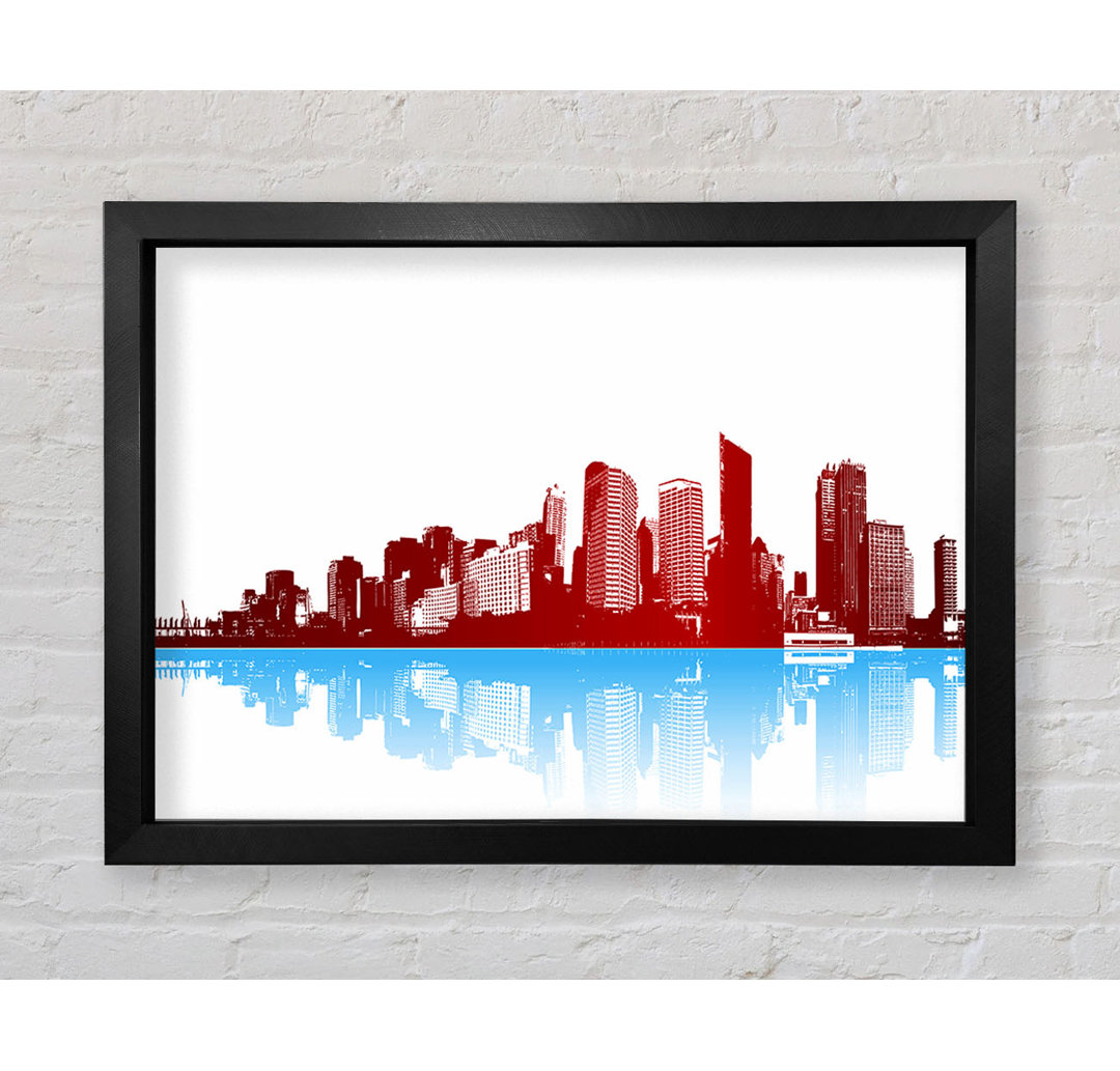 Rotes New York in blauen Reflektionen - Druck