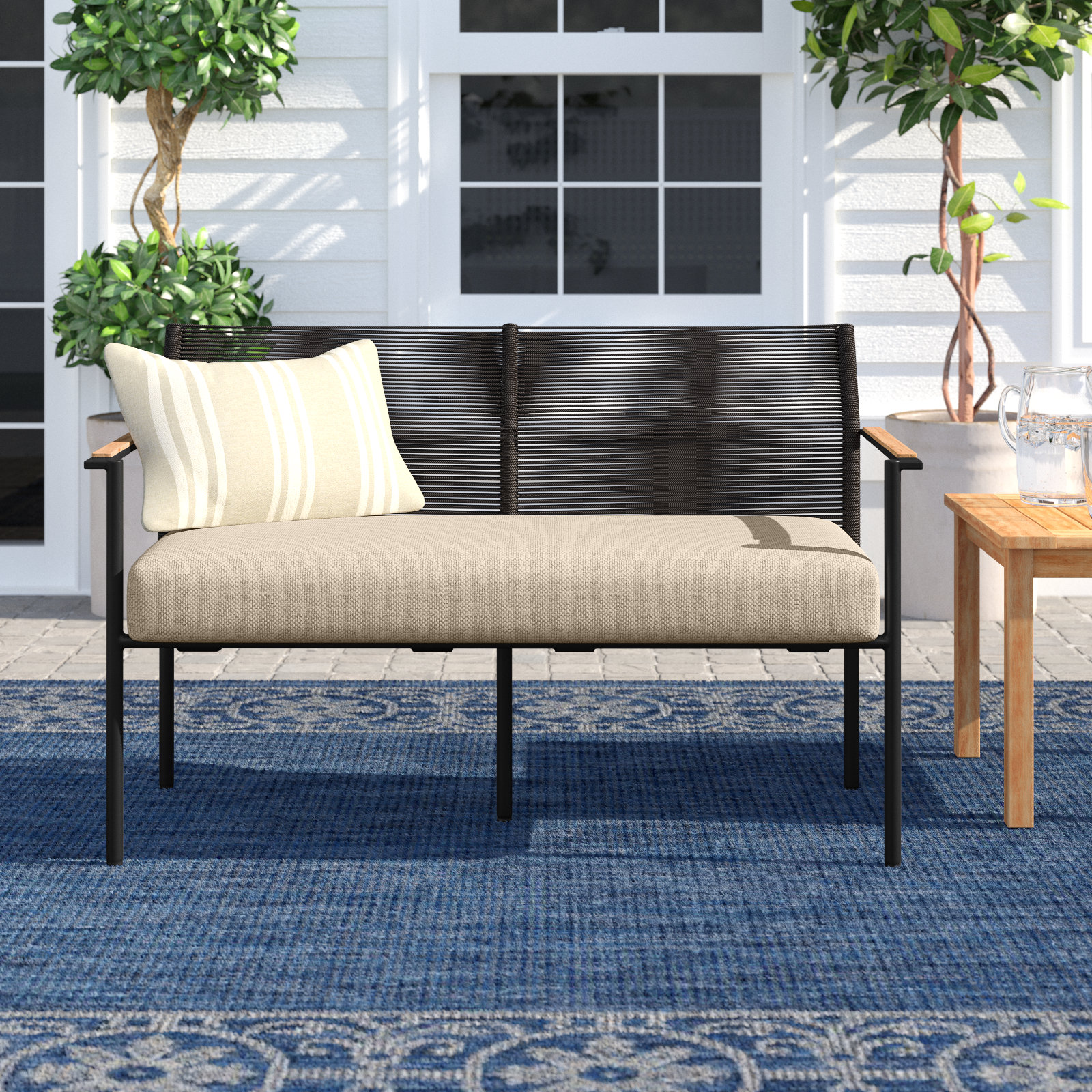 Woburn 48'' Wide Powder Coated Aluminum Loveseat with Cushions