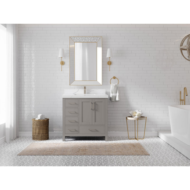 Malibu 36'' Single Bathroom Vanity with Top, Calacatta Laza Quartz