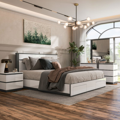 Ensemble de chambre avec lit de rangement 4 pièces Arakawa Winooski