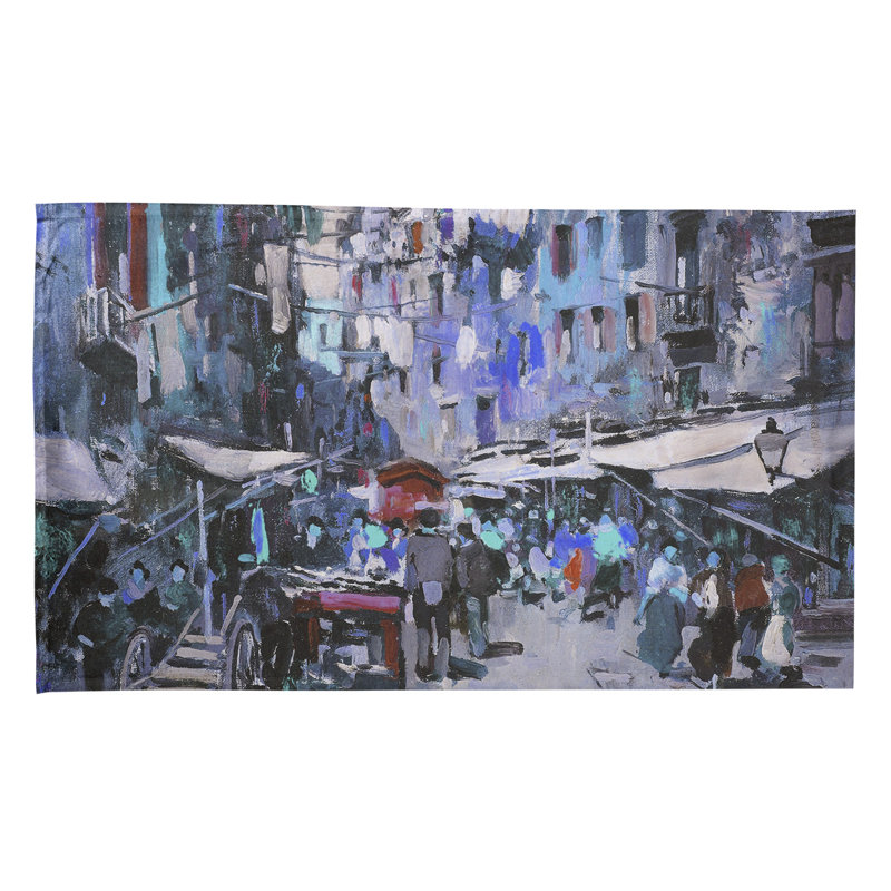 Serviette de thé naples market, Bleu, Polyester sergé