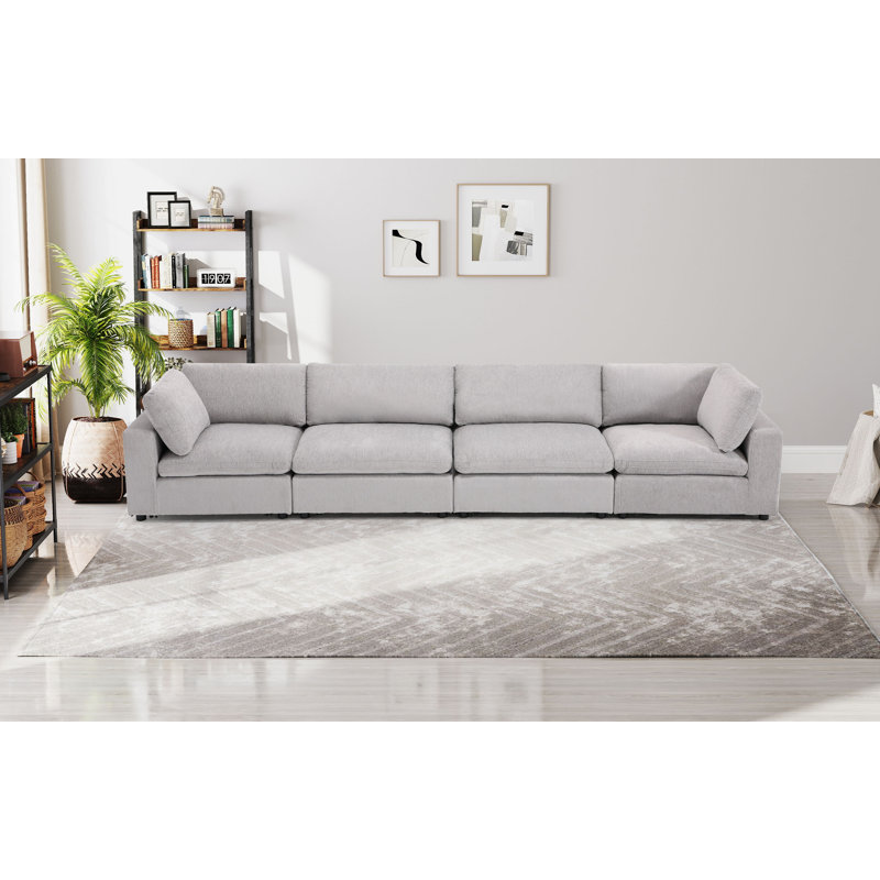 Canapé modulaire 154,4 po à 4 coussins, Gris