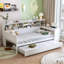 Lit de jour simple en bois avec tablettes de rangement
