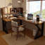 Bureau en fer massif en forme de L brun noyer + noir-295264835-295264837