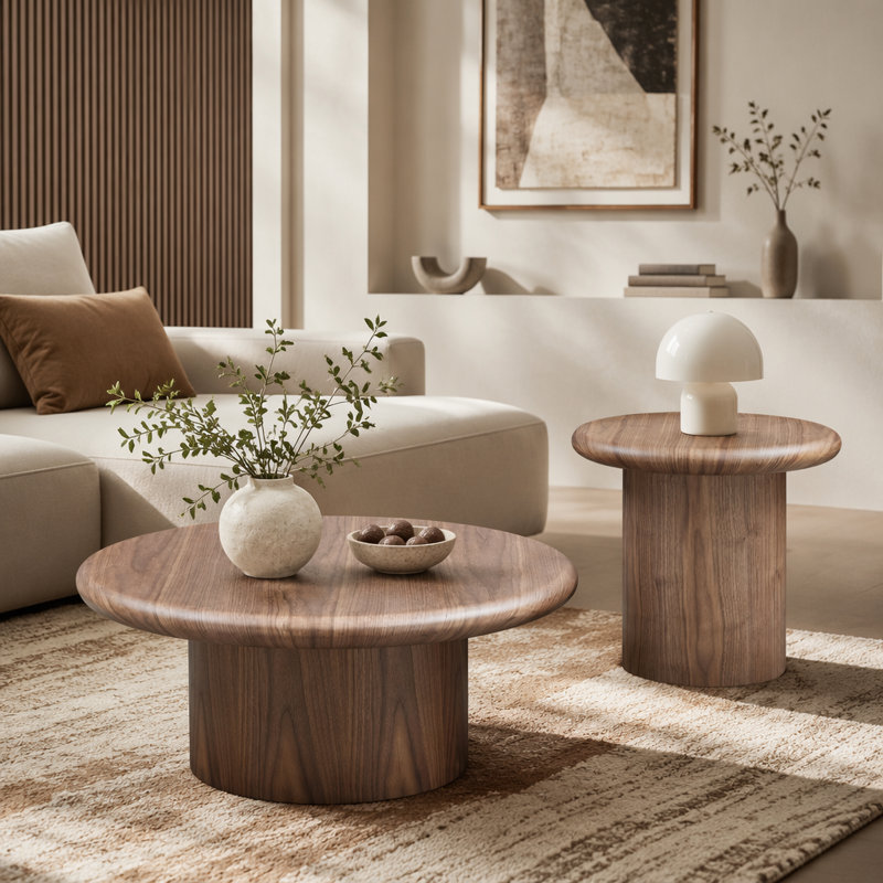 Ensemble de tables basses 2 pièces Modern, Noyer