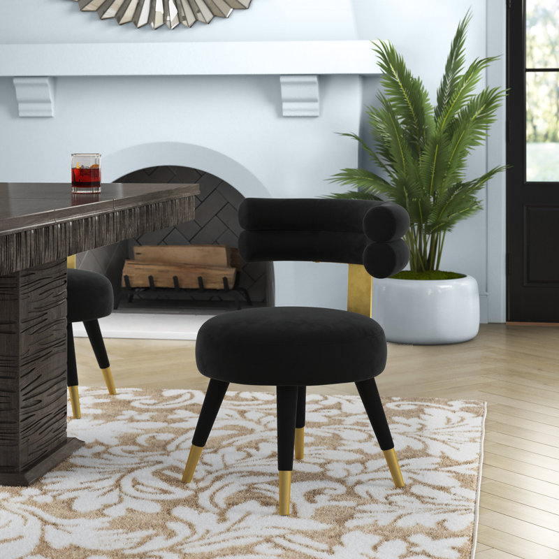 Chaise d'appoint rembourrée en velours Reimers, Velours noir
