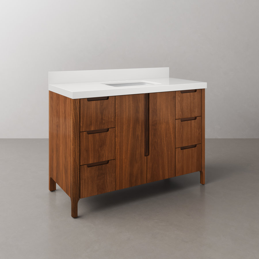 Trayshawn 48 In. Single Sink Whitebrook Quartz Countertop Bath Vanity