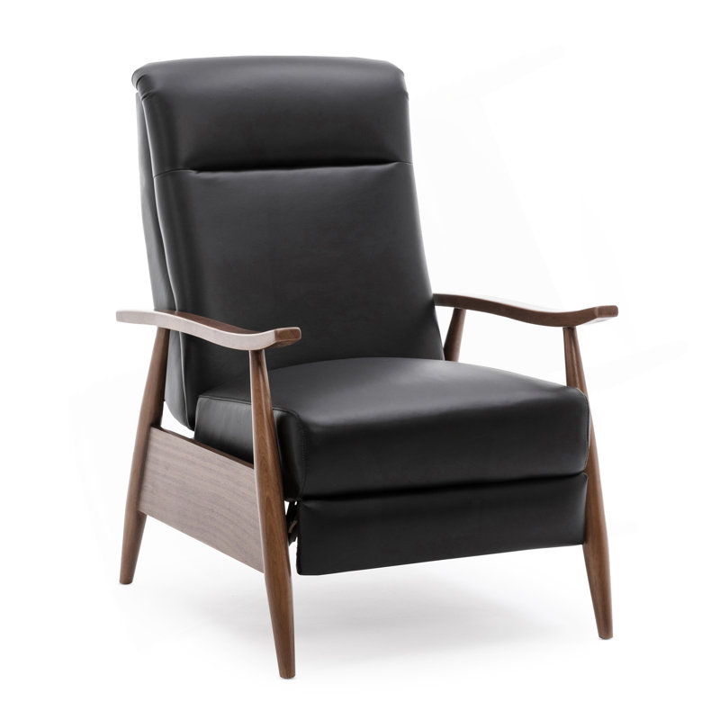 Fauteuil inclinable en cuir avec accoudoirs en bois Fremont - Noir