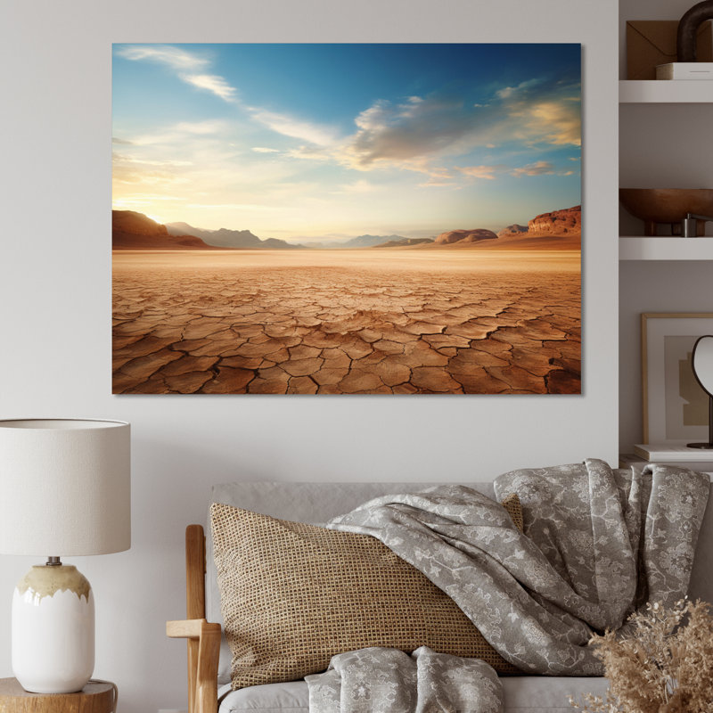 Scénique paysage désertique infini horizon V, H 16 po x l 32 po, Toile tendue