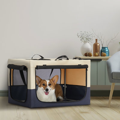 Breathable Dog Crate - Spiral Iron Pipe Construction, Fabric Cover Portable Rest Area Foldable, Fabric, Relaxing For Pets