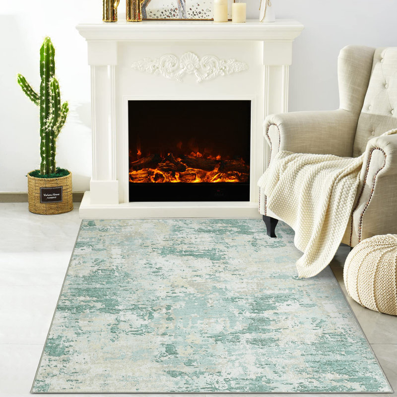 Rectangle Abstract Area Rug, Green, Rectangle 120 x 170 cm
