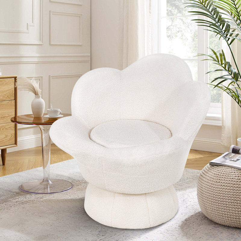 Fauteuil décoratif pivotant Boucle, Blanc