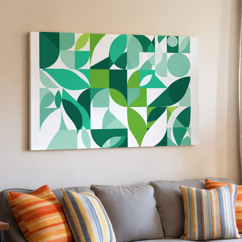La toile crée un motif géométrique abstrait avec un mélange harmonieux d'art mural, H 30 po x l 30 po