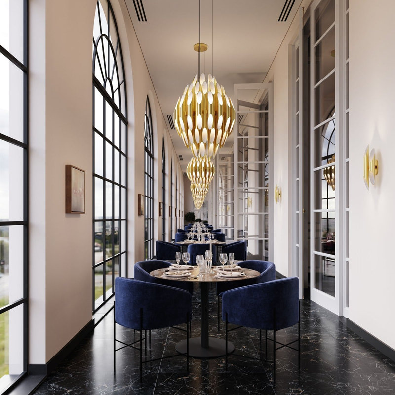 Chimes 90 - Light LED Chandelier, Satin Brass