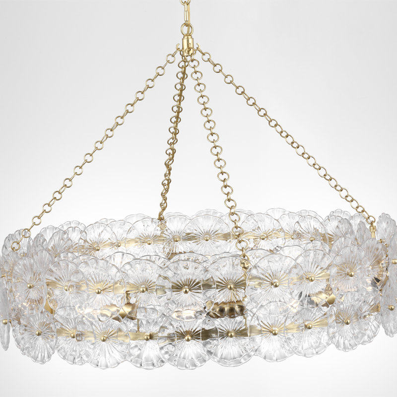 Julie Neill Gianna 36" Ring Chandelier with Clear Glass, Gold, Clear