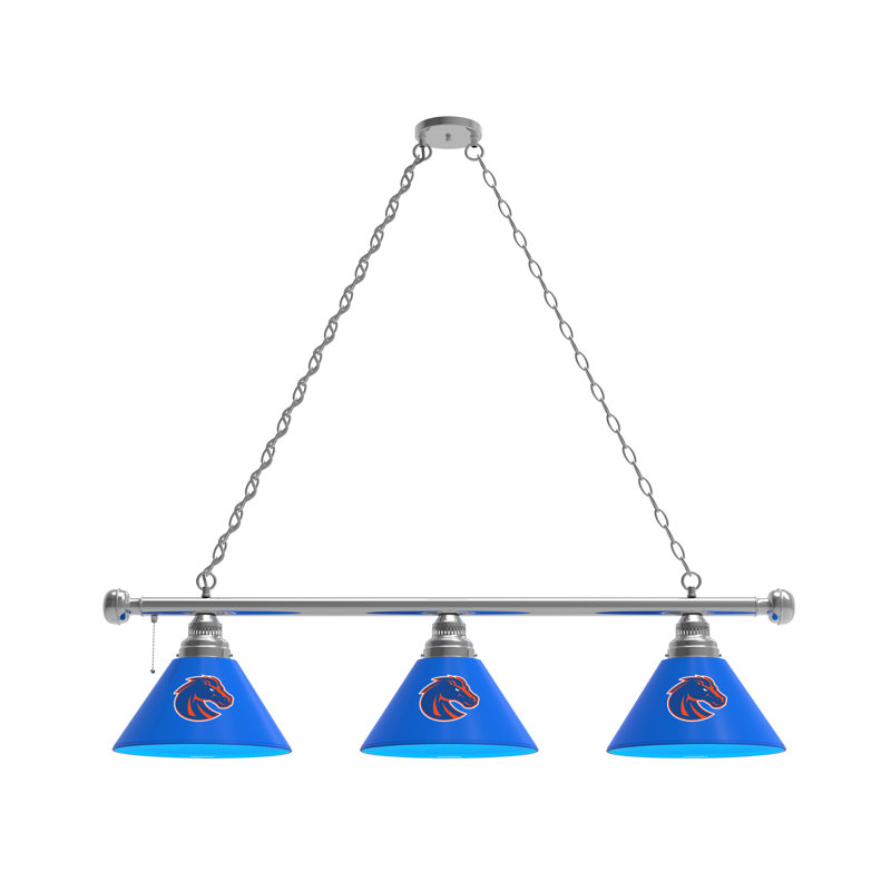 3 - Light Pool Table Lights Pendant, Chrome, Boise State Broncos