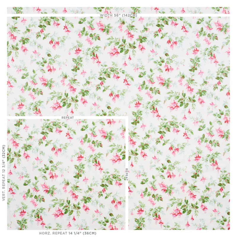Garden Gate Chintz Fabric, Magenta