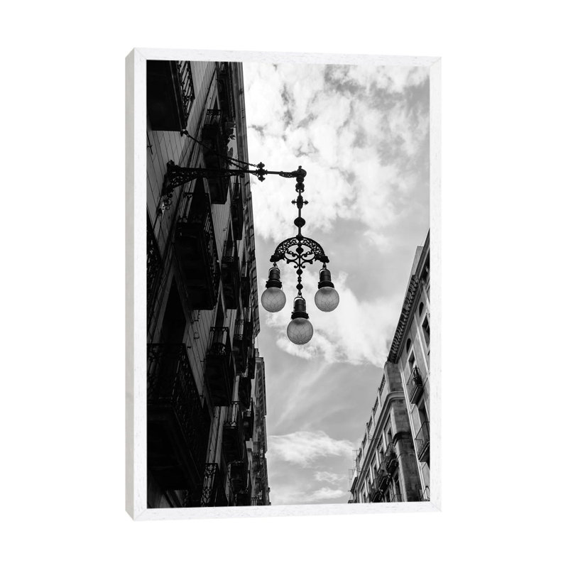 Barcelona Lights by Bethany Young - Print on Canvas, 66.04cm H x 45.72cm W x 3.81cm D, White Framed