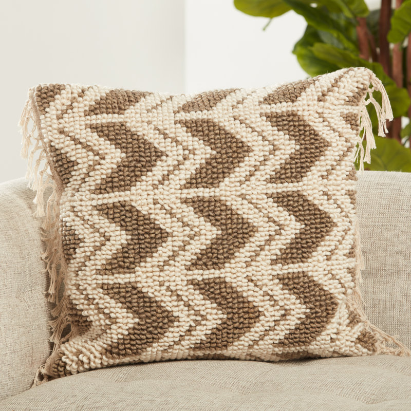 Coussin Oakleaf, Taupe/crème, Polyester / bourre de polyester