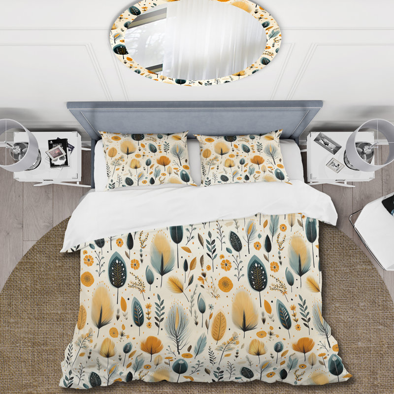 Motif bohème d'inspiration naturelle - ensemble de housse de couette botanique - microfibre de polyester