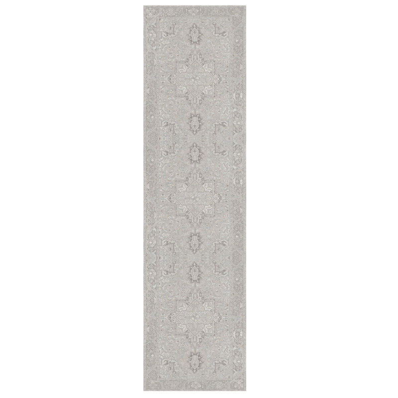 Tapis décoratif gris en polyester tissé à la machine, Rectangle 5 pi 3 po x 7 pi 7 po