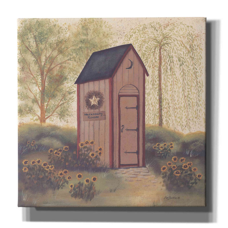 «Folk Art Outhouse I» par Pam Britton, art mural sur toile, H 26 po x l 26 po x P 1,5 po