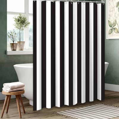 Rideau de douche noir imperméable, rideaux de douche pour la salle de bain avec 12 crochets