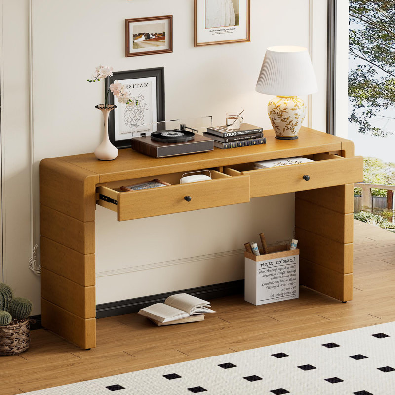 Console courbée avec espace de rangement, Naturel