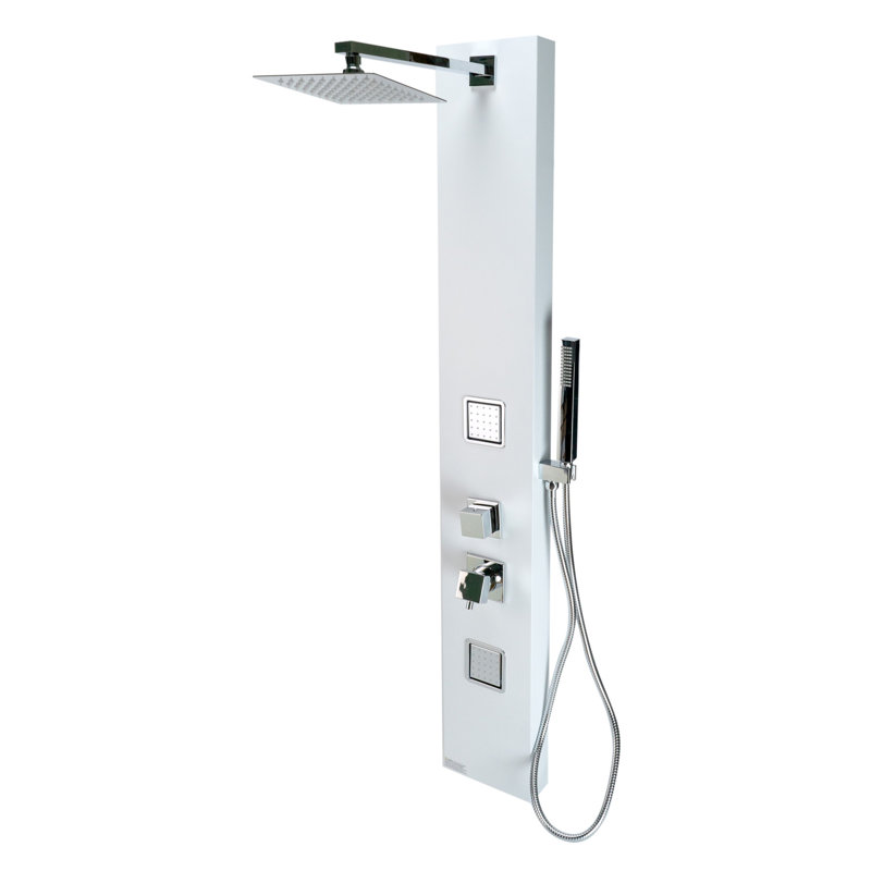 Panneau de douche à double fonction en aluminium, Blanc